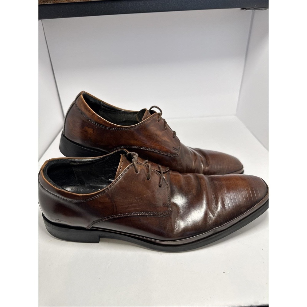 Kenneth Cole Brown Leather Oxford Dress Shoes Mens Sz 9.5‎ Preppy Office Dress